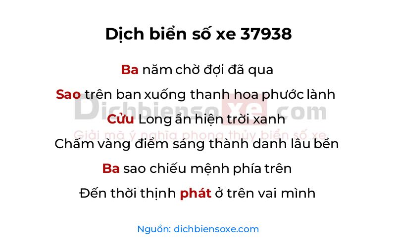 Dịch thơ biển số 37938