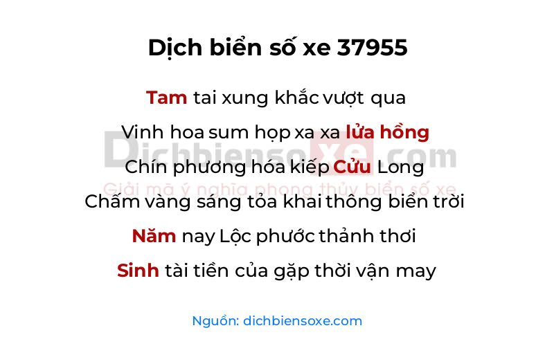 Dịch thơ biển số 37955