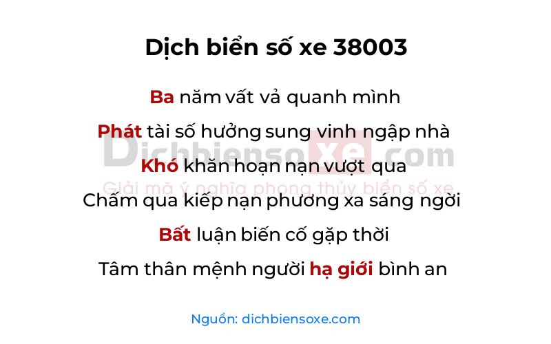 Dịch thơ biển số 38003