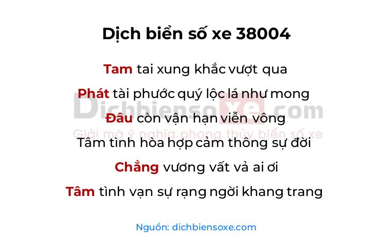 Dịch thơ biển số 38004