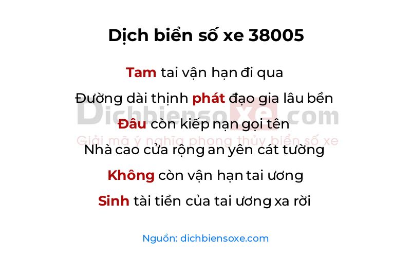 Dịch thơ biển số 38005