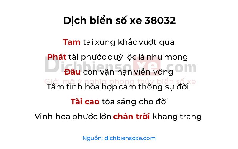 Dịch thơ biển số 38032