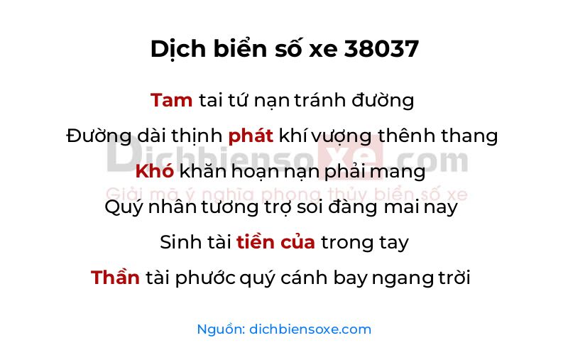 Dịch thơ biển số 38037