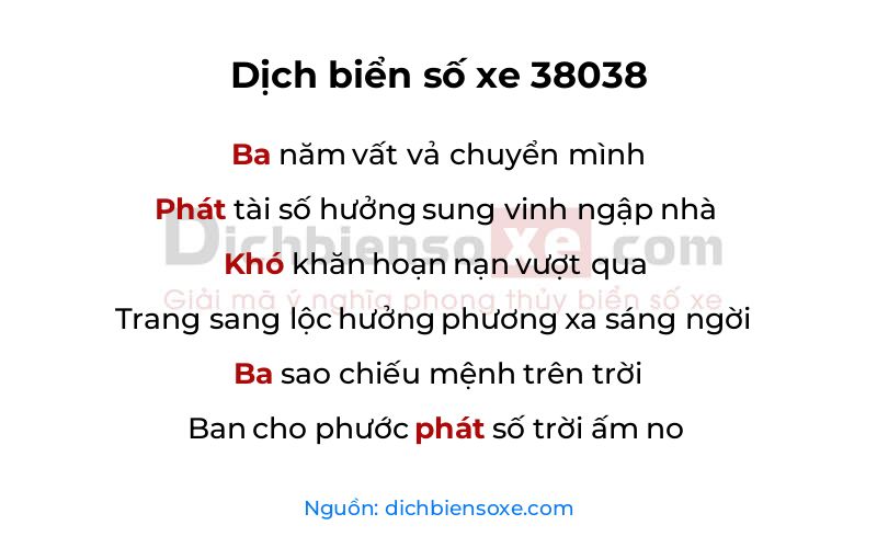 Dịch thơ biển số 38038