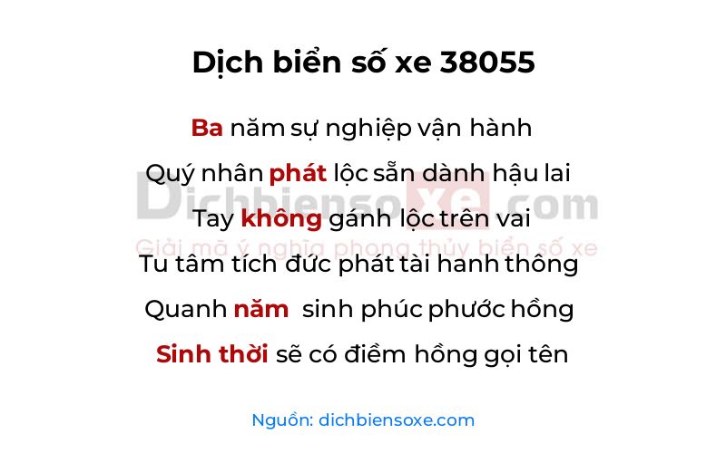 Dịch thơ biển số 38055