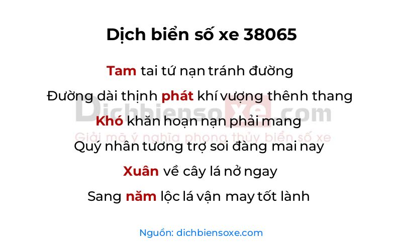 Dịch thơ biển số 38065