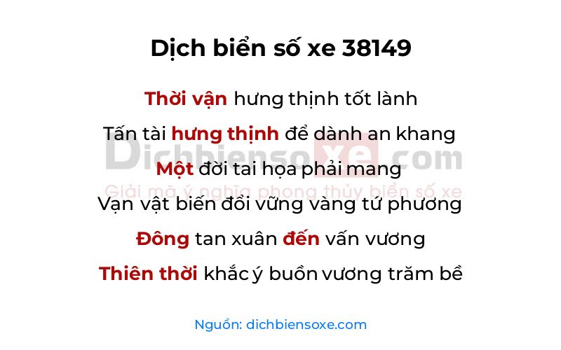 Dịch thơ biển số 38149