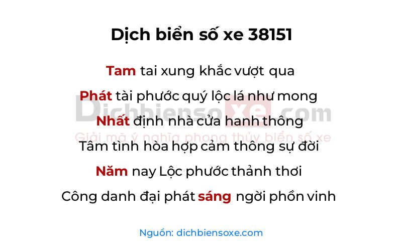 Dịch thơ biển số 38151