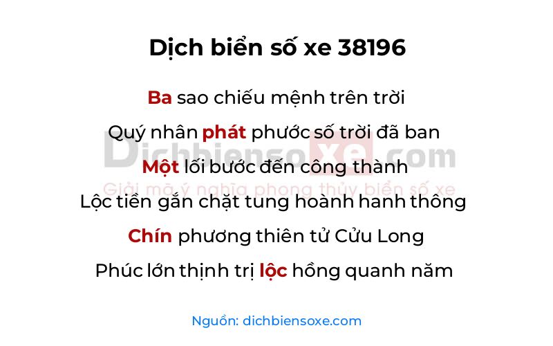 Dịch thơ biển số 38196