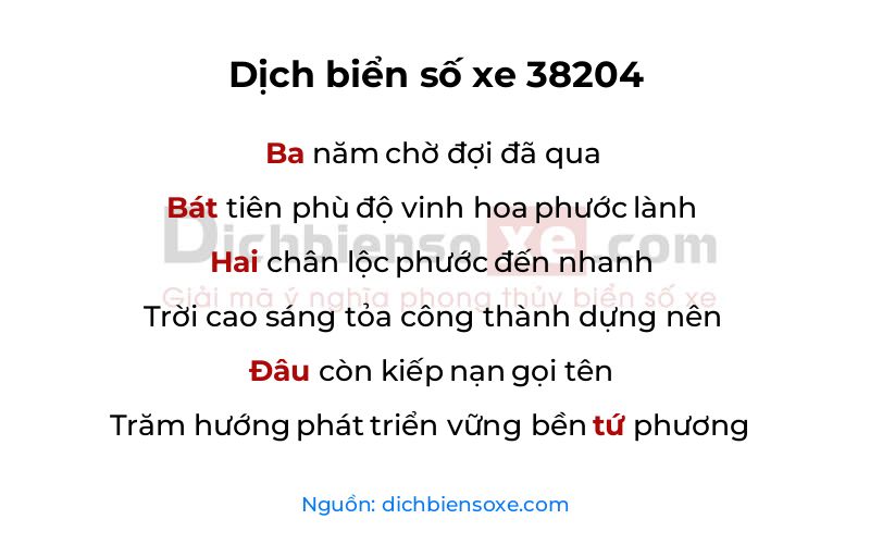 Dịch thơ biển số 38204