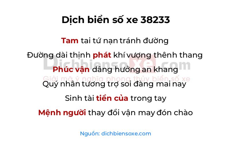 Dịch thơ biển số 38233