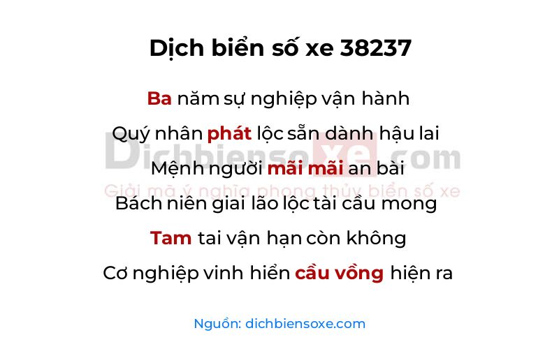 Dịch thơ biển số 38237