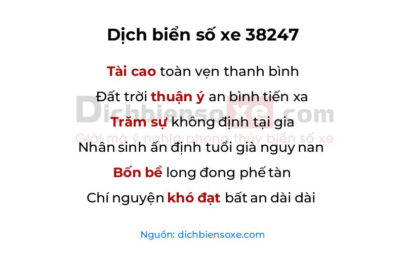 Dịch thơ biển số 38247