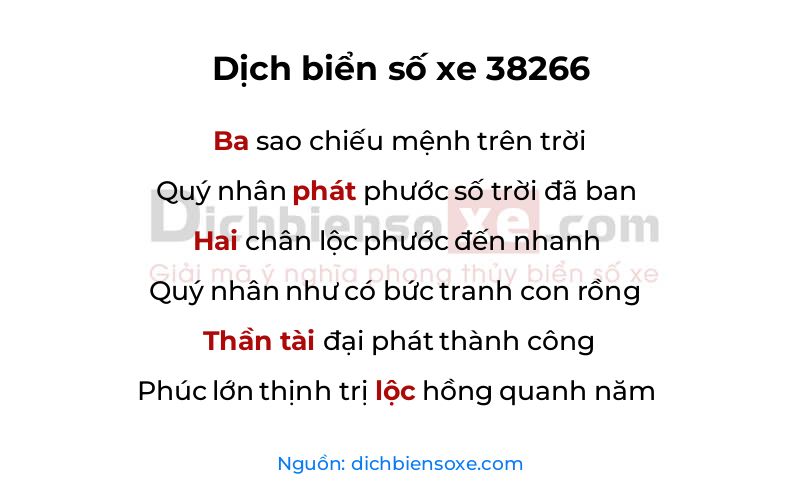 Dịch thơ biển số 38266