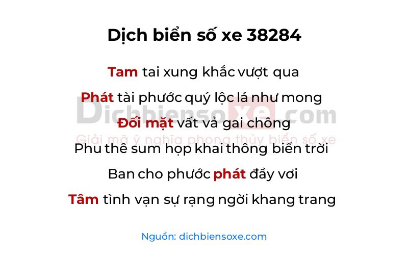 Dịch thơ biển số 38284