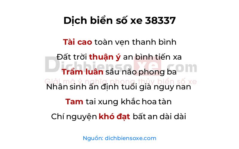 Dịch thơ biển số 38337