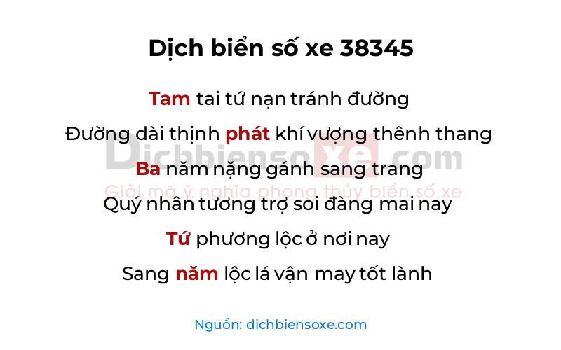 Dịch thơ biển số 38345