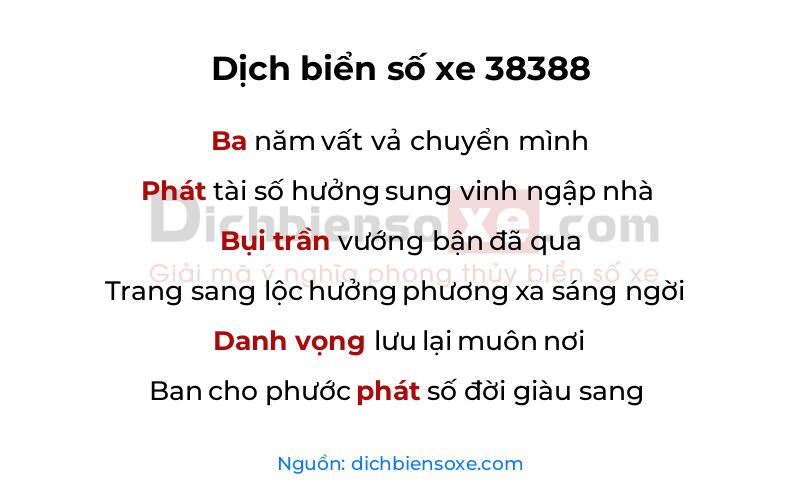 Dịch thơ biển số 38388