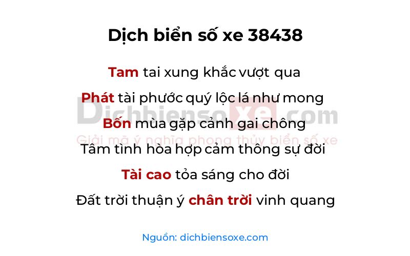 Dịch thơ biển số 38438