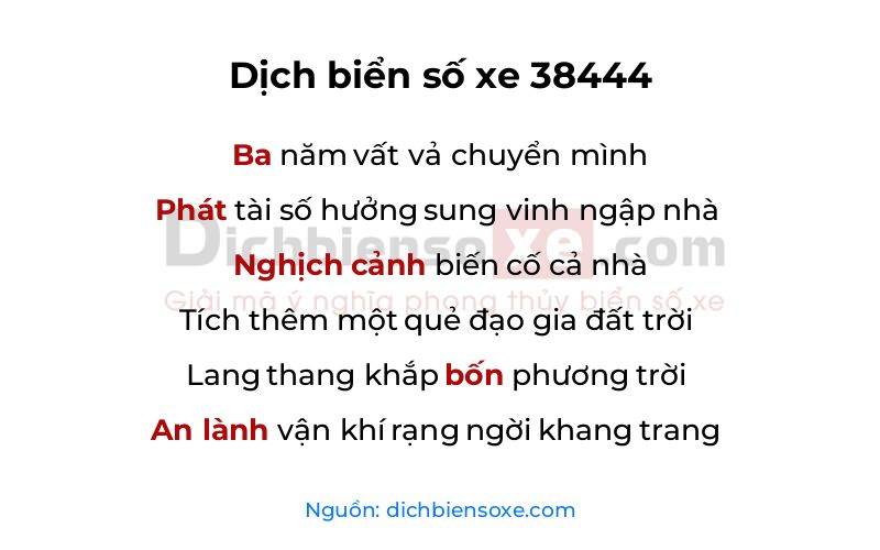 Dịch thơ biển số 38444