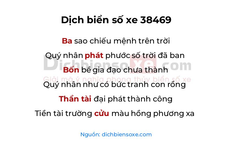 Dịch thơ biển số 38469