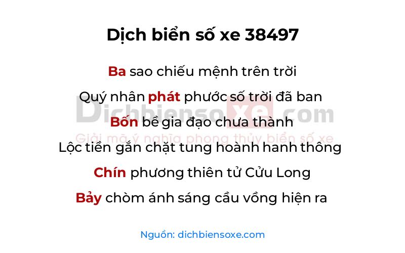 Dịch thơ biển số 38497