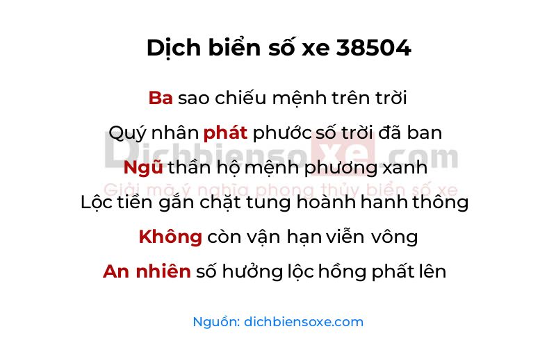 Dịch thơ biển số 38504