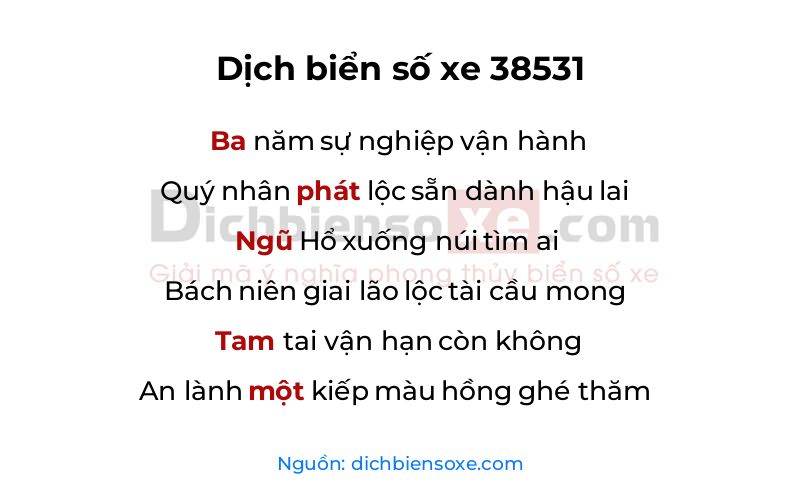 Dịch thơ biển số 38531