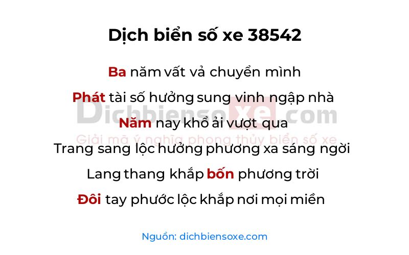 Dịch thơ biển số 38542