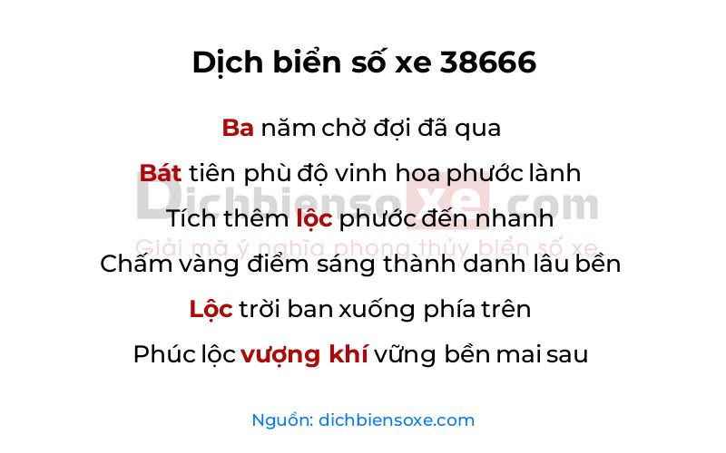 Dịch thơ biển số 38666