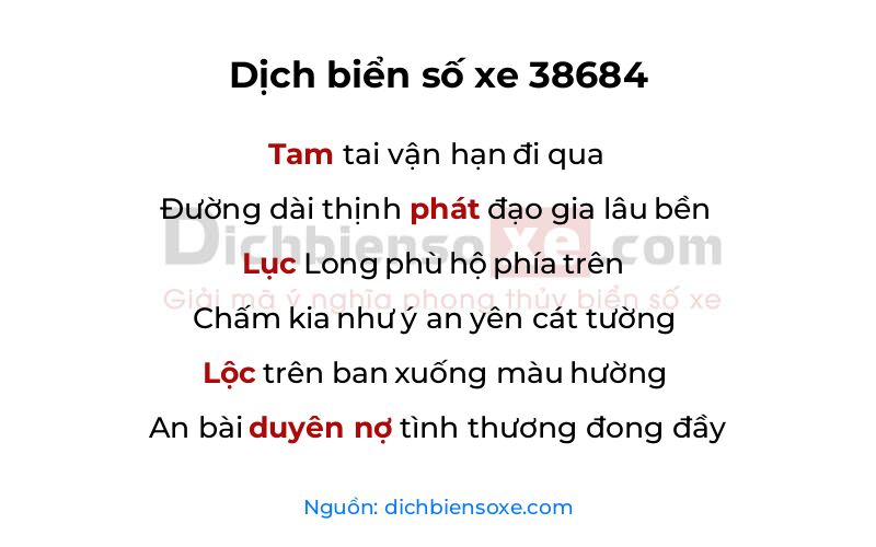 Dịch thơ biển số 38684