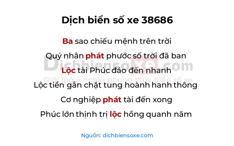 Dịch thơ biển số 38686