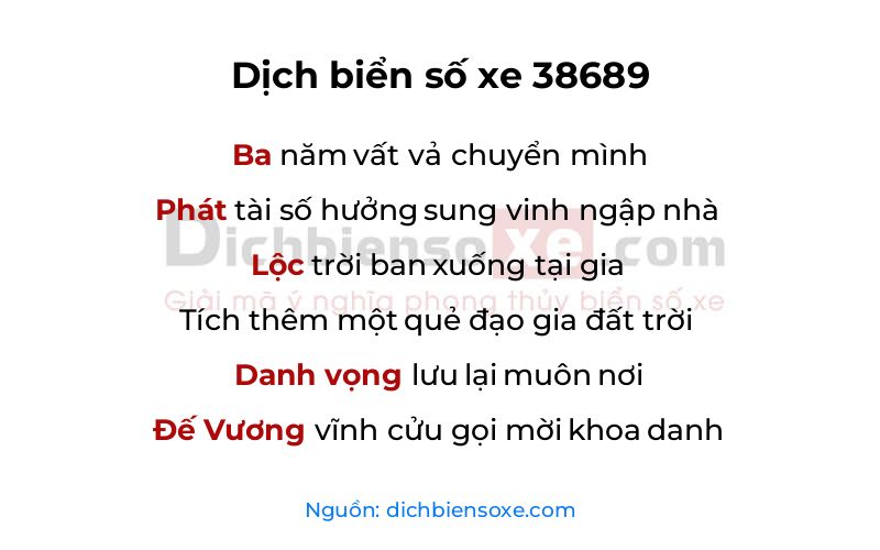Dịch thơ biển số 38689