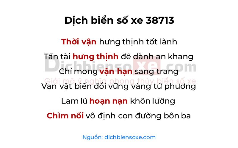 Dịch thơ biển số 38713