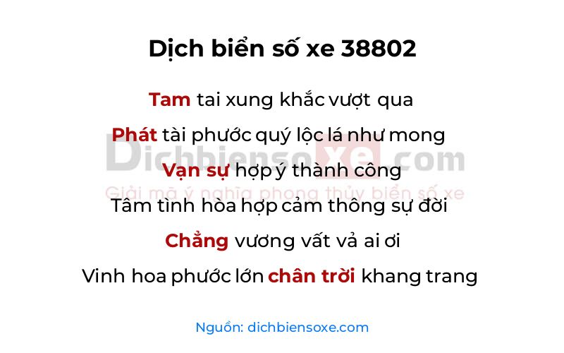 Dịch thơ biển số 38802