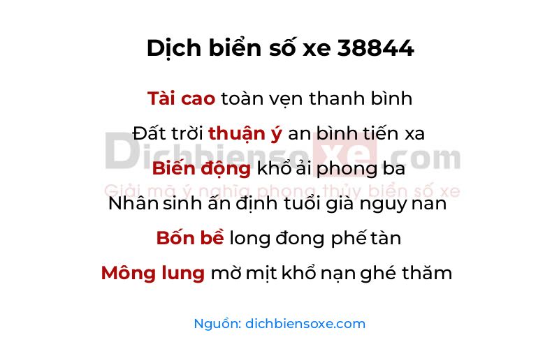 Dịch thơ biển số 38844