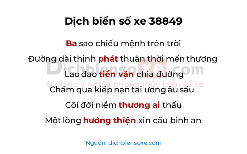 Dịch thơ biển số 38849