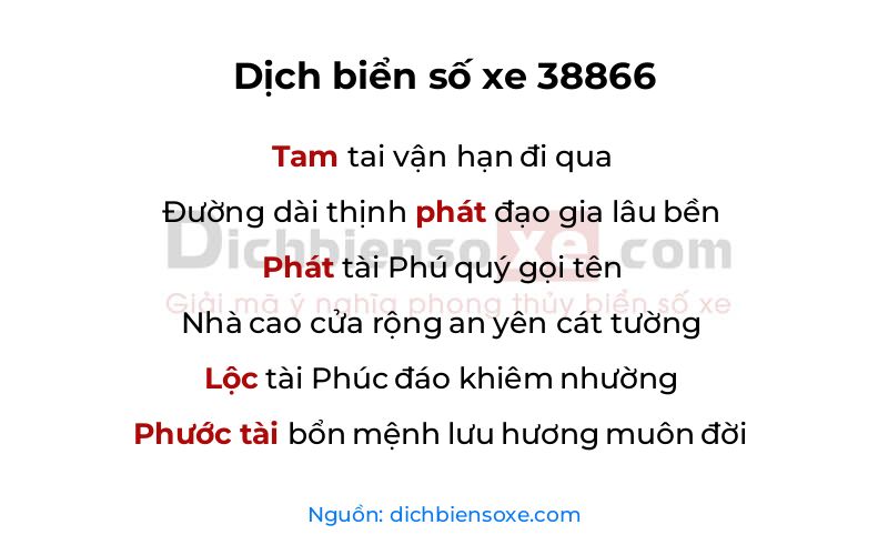 Dịch thơ biển số 38866