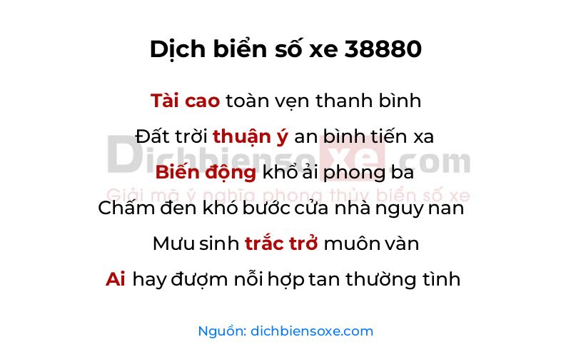 Dịch thơ biển số 38880