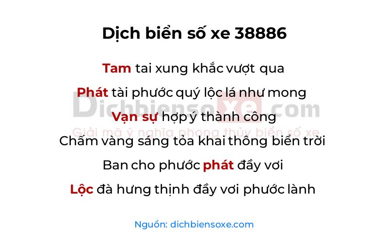 Dịch thơ biển số 38886