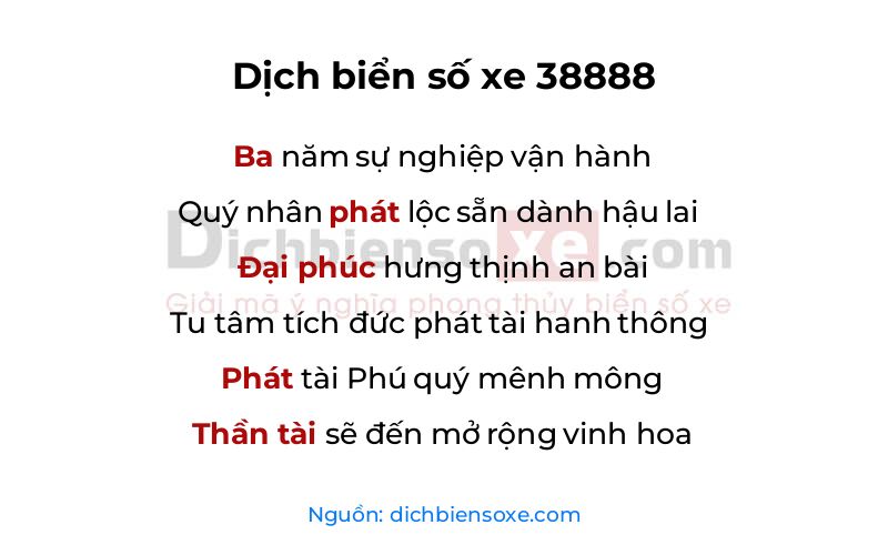 Dịch thơ biển số 38888