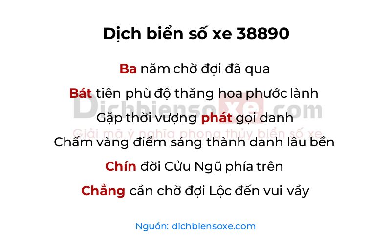 Dịch thơ biển số 38890