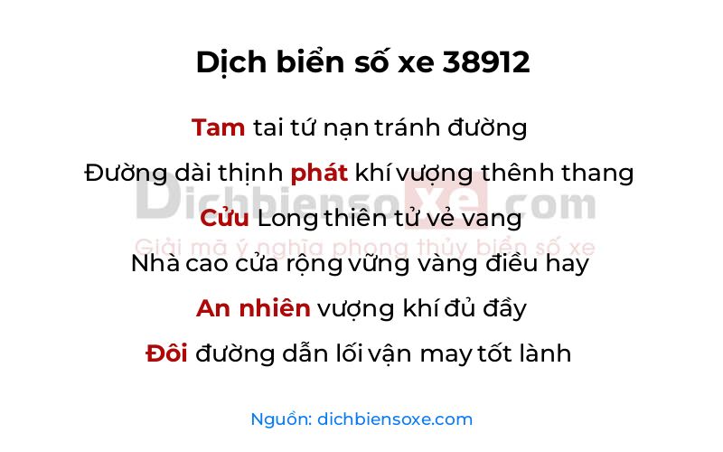 Dịch thơ biển số 38912