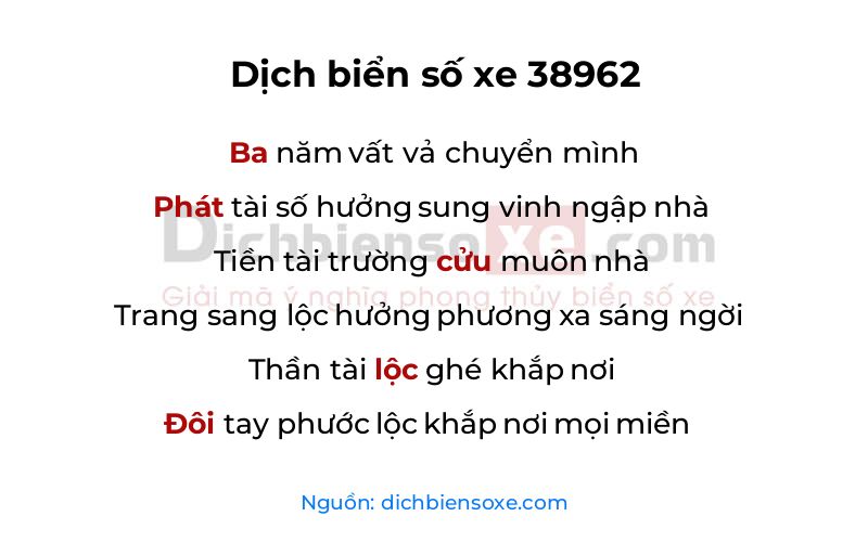 Dịch thơ biển số 38962