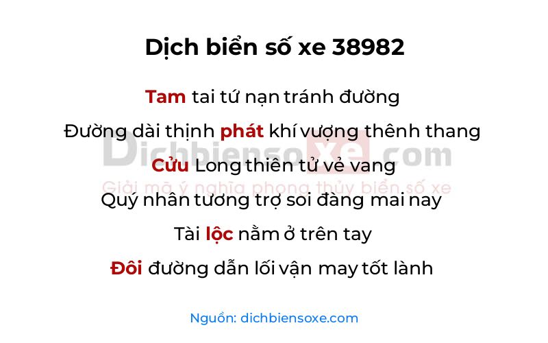 Dịch thơ biển số 38982