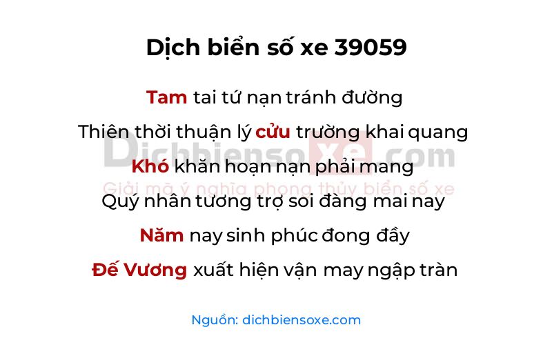 Dịch thơ biển số 39059