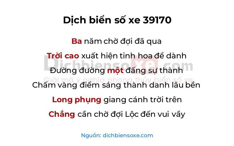 Dịch thơ biển số 39170