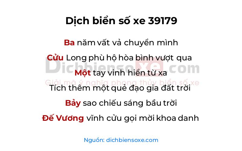 Dịch thơ biển số 39179