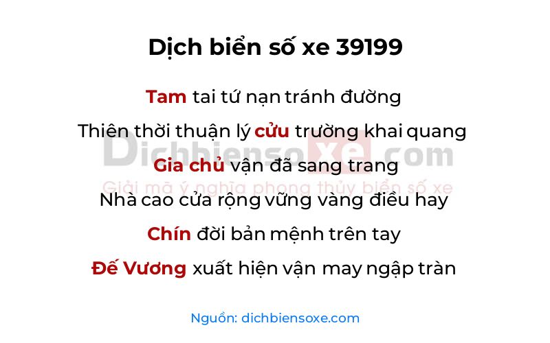 Dịch thơ biển số 39199