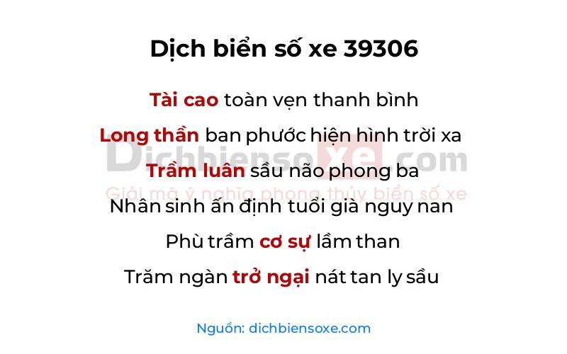 Dịch thơ biển số 39306